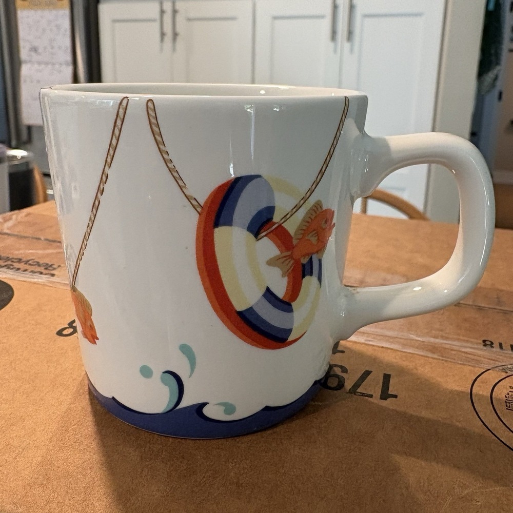 Tiffany & Co Tiffany By The Seashore Ship Fish Coffee Mug 3" X 3" Children's Cup